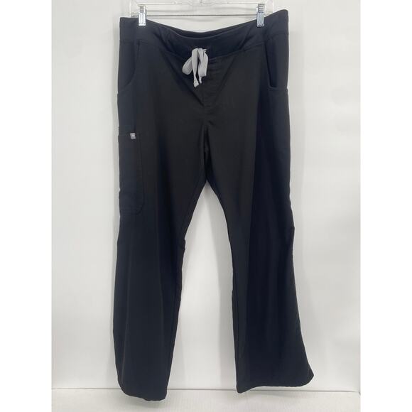 Figs Black Track Pants with Gray Drawstring - Picture 1 of 9